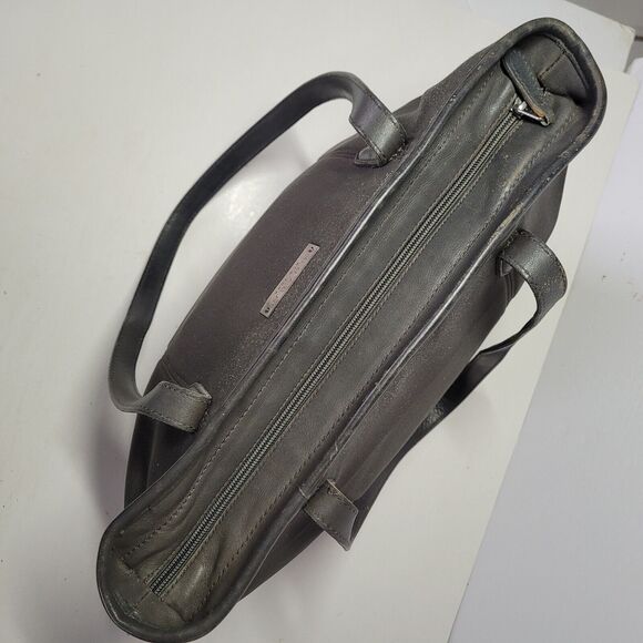 Coach Vintage Gray Neoprane Shoper Tote Shoulder Bag Leather Trim Zipper Soft - Picture 4 of 14